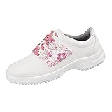 Größe 35-43 Abeba Halbschuh 6766 - Uni6 Mikrofaser weiß mit buntem Schnürteil