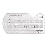 Modello di composizione di canzoni, righello da disegno per pentagramma musicale, simboli del pentagramma, per stencil, strumenti per disegnare righelli, strumenti per composizione
