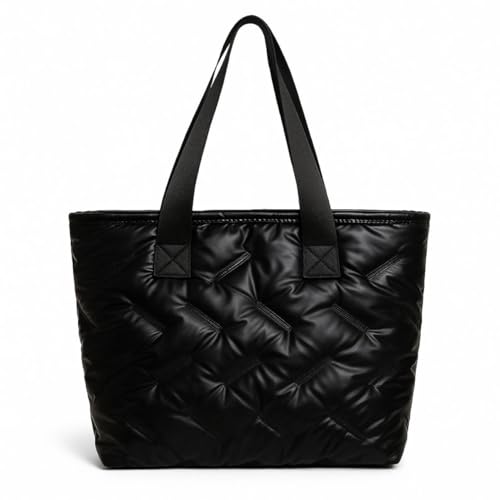 ALWY Bolsa Puffer, bolsa de ombro acolchoada leve e acolchoada de algodão macio para bolsa de mão feminina (Preto)