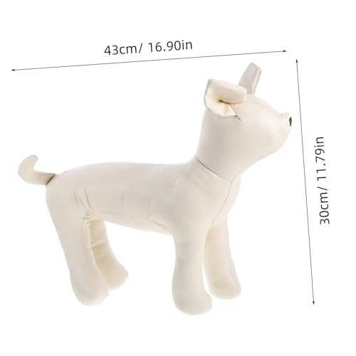 LIGIGWASH Leder Hundemannequin Sitzend Weiß S Robust und Dekorativ für Kleine Hundebekleidung zur Präsentation von Haustierkleidung im Geschäft Langlebiges Modell für Hundeshops