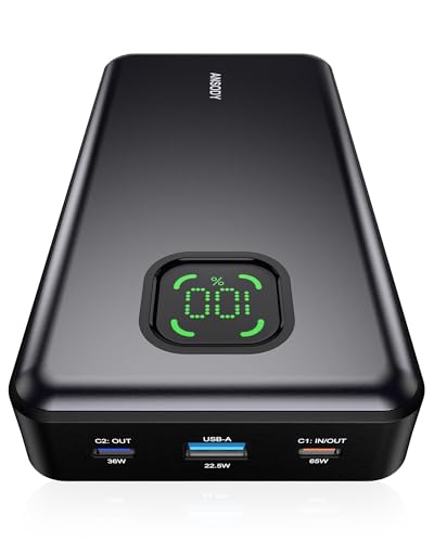 ANSODY Batterie Externe 25000 mAh Power Bank PD 65W Charge Rapide...