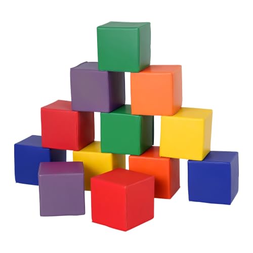 HOMCOM 12 TLG. Schaumstoff Bausteine Kinder Softbausteine Rot+Gelb