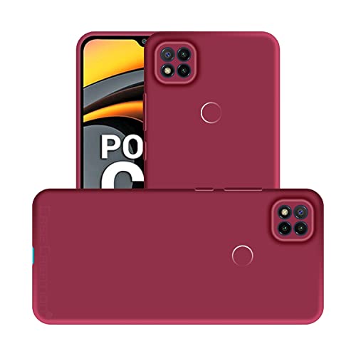 Image of Case Creation Liquid TPU Silicone Cover for Poco C31 Soft Case,Anti-Dirty Slim Case Frosted Matte Cute Candy TPU Raised Bezel (Splash of Color) Back Case Cover for Poco C31 - Glamour Red