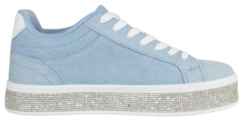 TOP Moda Shoes Women Flat Fashion Platform Sneakers Crystals Rhinestone Bling Lace Up Aerie-13