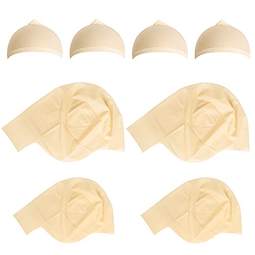 Iceyyyy 8 Piece Bald Caps Makeup Latex Bald Cap Head Wig Cap Costume Accessory for Adults Teens for Halloween, Theme Party
