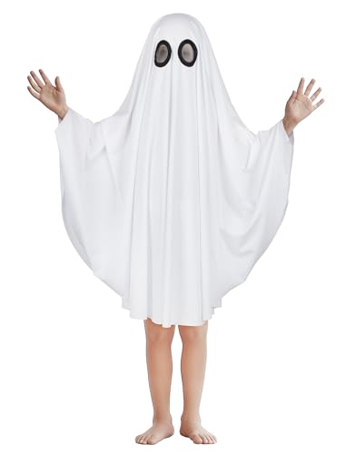 MCJC Unisex Kid Ghost Costume, Halloween Fancy Dress, White Boo Ghost Cloak, 3+ years