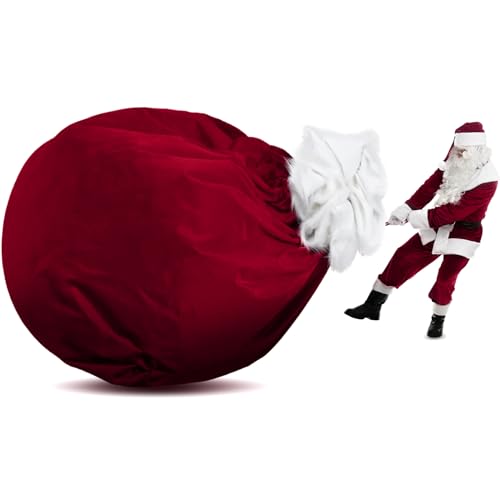 Sac de Père Noël géant bordeaux en velours de qualité supérieure