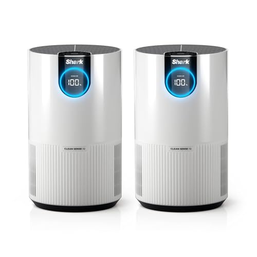 Image of Shark Air Purifier for Home, Clean Sense, for Bedroom, Nursery, Home Office, Dorm, HEPA-Exceeding Filter, Captures Pollutants, Pet Dander, Dust, Odor, Smoke, and More, HP102PK2, White