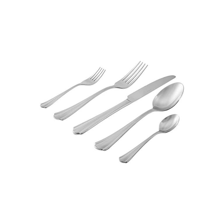 Amazon Basics Scalloped Edge Stainless Steel 20 Piece Cutlery Set for 4 People
