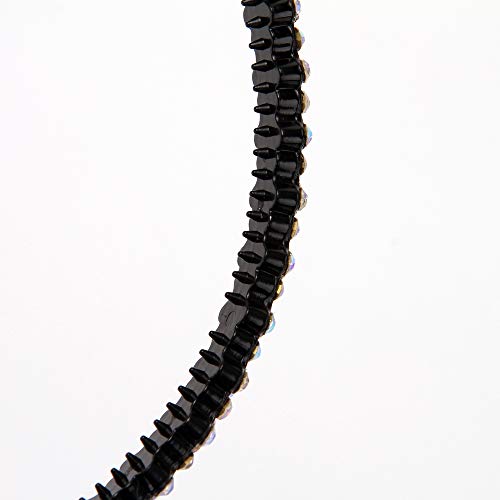 LONEEDY 4 Pack Fashion Rhinestone and Crystal Hard Headbands, Non-slip Teeth Hairband for Women