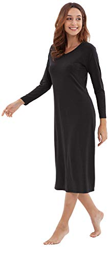WiWi Nightgowns for Women Soft Viscose from Bamboo Long Sleeve Nightshirts Sleepwear Plus Size Nightshirts S-3X4