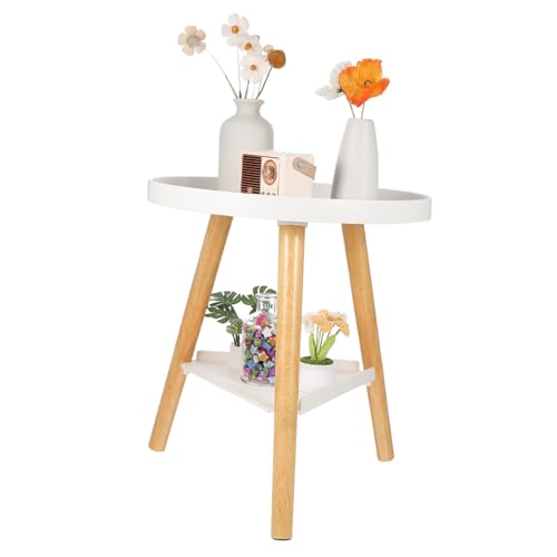 Table d'appoint ronde pour petits espaces et chambre blanche - 2