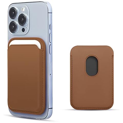 WALLFID Magsafe Wallet Leather Compatible with iPhone 15/14/13/12 Pro/Max/Plus/Mini,RFID Card Holder with MagSafe Magnet (Brown) Cover