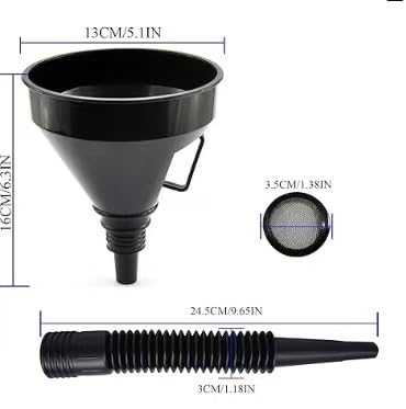 Miniatura 5 de Juego de embudo de aceite de plástico, embudos automotrices de 5 piezas con manguera flexible, rojo y negro, para automóviles, barcos, transferencia