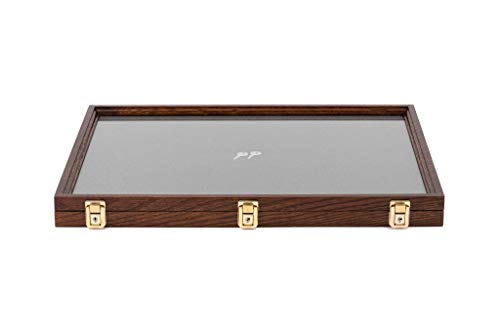 Two Timbers Extra Large Display Case with Walnut Finish Handmade Wood Box with Glass Top, Arrowheads, Knives, Rocks, Pins, Collectibles, Collections, Medals, Military Coins 4h, Memory Box Keepsakes
