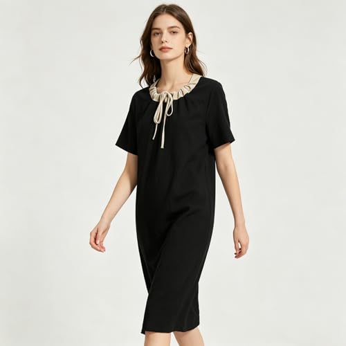 Robe été femme courte fluide en patchwork et franges avec poches - 3