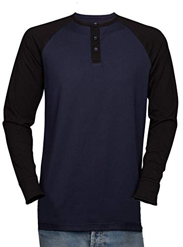 Styllion RHLS - Raglan Henley LS (3XLT, Navy w/Black)