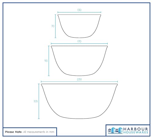 Harbour Housewares Glass Mixing Bowl Set of 3-3 Sizes - Clear - Deep Nesting Bowls Kitchen Cake Baking Cooking Measuring Serving Salad Easy Storage Food Dish - Image 6