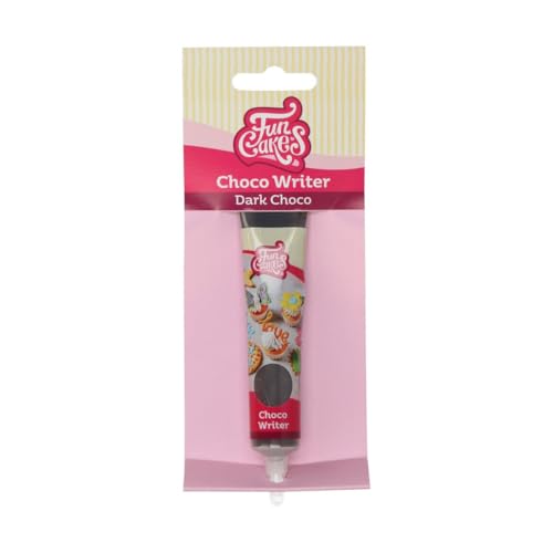 FunCakes Choco Writer Dark Choco 25g - Rotulador Comestible de Chocolate, Fácil de Usar para Decorar Tartas, Cupcakes, Galletas y Pasteles - Secado Rápido y Dulce Sabor a Vainilla - 25 g