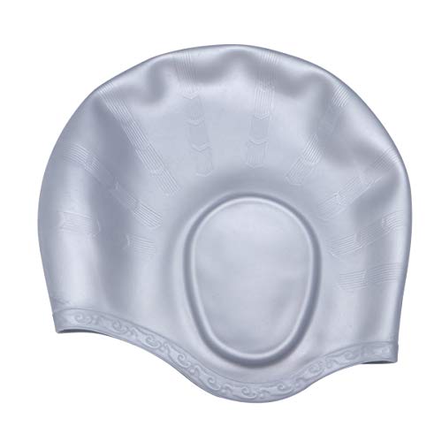 BESPORTBLE Touca de natação de silicone para cabelo longo à prova d'água para mulheres e homens, cr