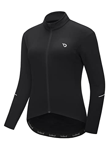 woman cycling jersey - BALEAF Women's Thermal Cycling Jersey Long Sleeve Winter 4 Pockets Bike Fleece Jackets Windproof Reflevtive Cold Weather Black S