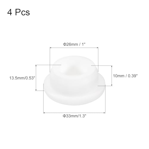 Image of MECCANIXITY 4pcs T-Shaped Silicone Plugs 26mm 1 Inch Dia Snap in Plug Hole Seal Cover Round Rubber Stopper for Kitchen Rubber Bulkheads Waterproof Sealing Plugs White