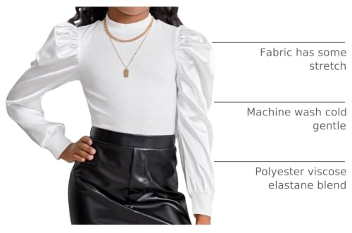 Image of Floerns Girls Casual Puff Long Sleeve Round Neck Rib Knit Blouse Tee Tops