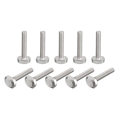 uxcell T-Slot Bolts, 10pcs M6x35mm T Slot Drop-in Stud Sliding Bolts 304 Stainless Steel T Shape Screws for T Track