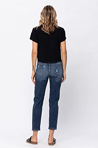 Judy Blue 82156-14 Hi-Waist Boyfriend Destroyed Hem Blue Jeans 82156-144