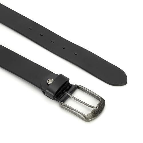 Full Grain Leather Belt, 40mm Width, Antique Metal Buckle,Waxy Marble Black,Brown,Tan(Pack of 1)2