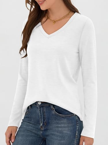 Image of ANRABESS Long Sleeve Shirts for Women Wrinkle Free V Neck Fall Top