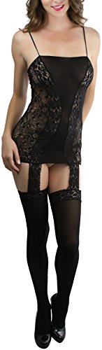Image of ToBeInStyle Women's Bodystocking Bustier Garter Lingerie Suspender Thigh High Stockings