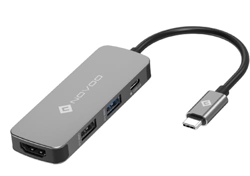 Adattatore USB C, NOVOO Hub 4 in 1 USB C a con HDMI 4K@30Hz, 2 Porte（USB 3.0&USB 2.0）, 100W PD Type-C Compatibile per Chromebook MacBook Pro Air iMac Surface Pro XPS PC Laptop