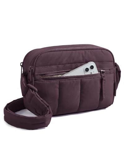 Image of BAGSMART Cross Body Purse, Mini Crossbody Bags for Women Travel Purse, Puffy Shoulder Handbag Wallet with RFID Blocking Slots,Crimson Purple