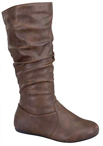 Best Flat Boots to Wear with Dresses: Your Ultimate Guide 14 Wells Collection Womens Boots Soft Slouchy Flat to Low Heel Under Knee High, Brown PU, 10