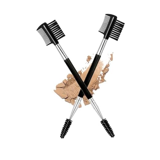 Ksvsonrvi 2PCS Eyebrow Eyelash Brush 3 Head Eyelash Comb Double Head Brush Makeup Grooming Tool Cosmetic (Black)