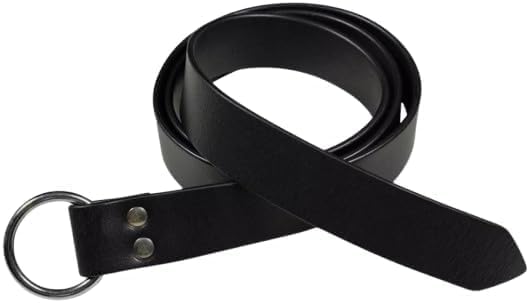 AMERICAN ARMOR Medieval Leather Black Ring Belt Renaissance Costume Viking Knight Cosplay SCA LARP