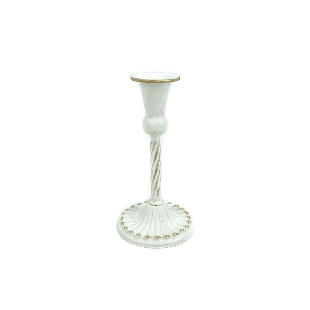 Candle Holder Pillar Iron Candelabra, Rustic, High Table Centerpiece White Farmhouse Fireplace Decorate Candlestick(1)