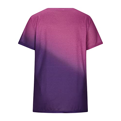Blusa feminina de algodão com estampa tie dye e estampa tie dye para outono e verão, Roxa, GG