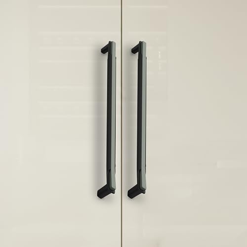 Image of 12 Inch Premium Cabinet Handles Zinc Alloy Material, 1341 Graphite Grey with Black, Durable Drawer Pulls for Kitchen Cabinets, Cupboards, Wardrobes & Furniture Hardware - Pack of 8
