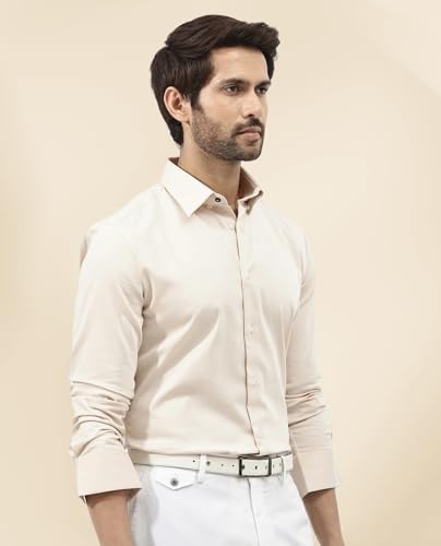 Image of IndoPrimo Men's Satin Shirt with Spread Collar Neck Line Solid Pattern Full Sleeves Regular Fit Western Style and Standard Length