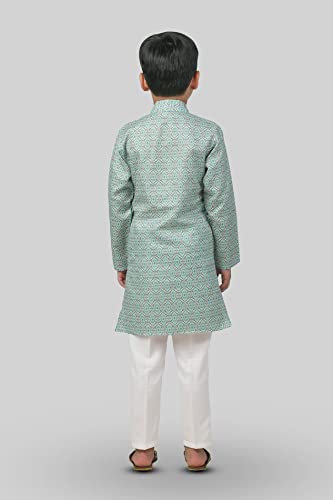 Image of AHHAAAA Kid's Ethnic Shirt Traditional Printed Long Sleeve Regular Wear Indian Kurta Pajama for Boys