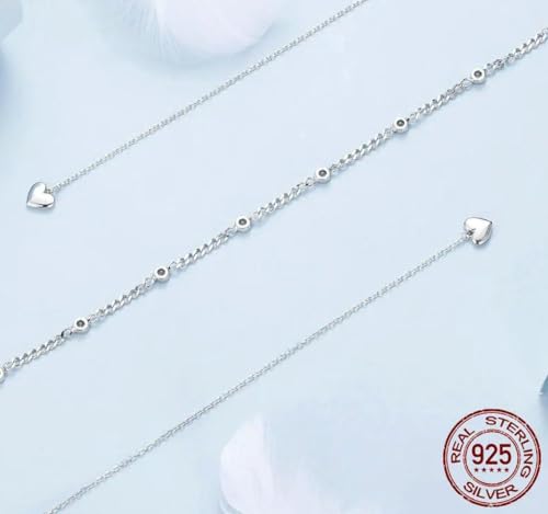 Collier cœur d'amour en argent 925 ras du cou double couche tendance