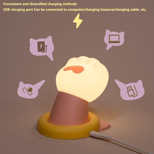 Lámpara de mesa nocturna pata de gato LED portátil USB miniatura 7