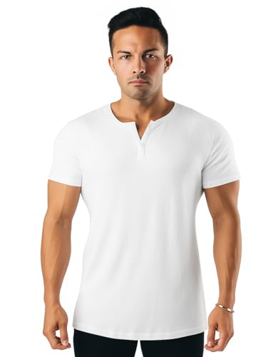 Image of Regular Fit Solid Men's Henley Neck Half Sleeve Cotton T-Shirts