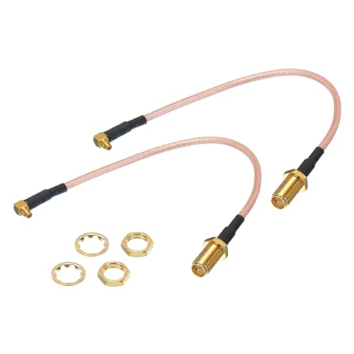 MECCANIXITY 2Pcs 0.5FT/15cm RG316 Coaxial Cables RP-SMA Female to MMCX Male Right Angle Low Loss Coaxial Cable for Network 2G 3G 4G Antenna Router Coax Mobile to Base Antenna Orange