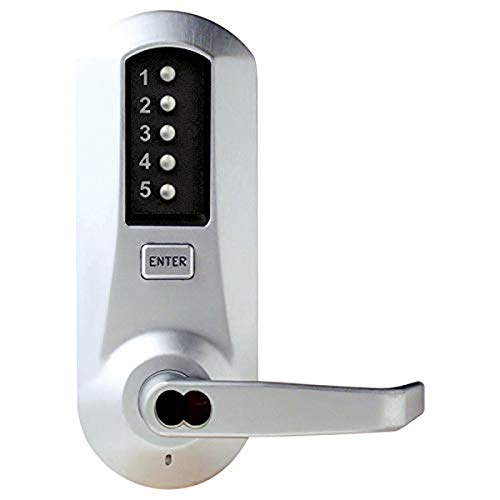 Kaba 5021BWL-26D-41 Cylindrical Pushbutton Lock with Lever Bic Ko Us26D, Satin Chrome