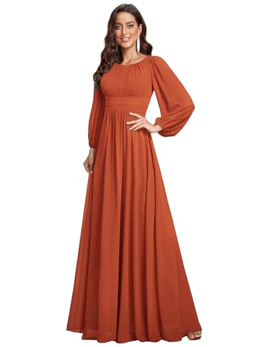 Ever-Pretty Women's Crewneck Long Lantern Sleeves Floor...