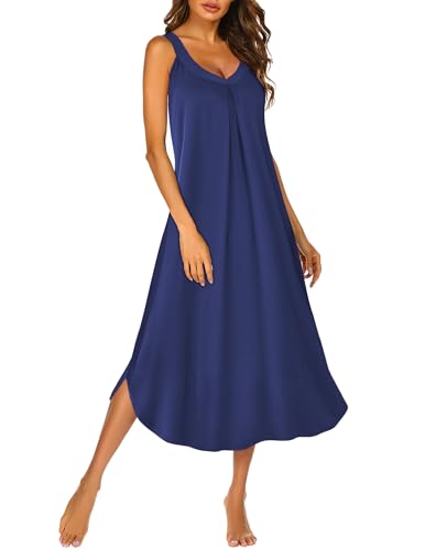 Image of Ekouaer Womens Sleeveless Nightgown Full Slip Nightshirt Long Nightwear Full Length Loungewear Tank Nightdress S-2XL
