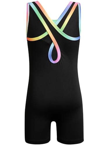 Image of HOZIY Leotards for Girls Gymnastics Kids Children Biketard Snowflake Ribbon Blue Purple Hot Pink Sparkle